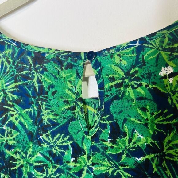 Ellos Blue Green Leaf Tropical Tank Dress Plus - Picture 7 of 9